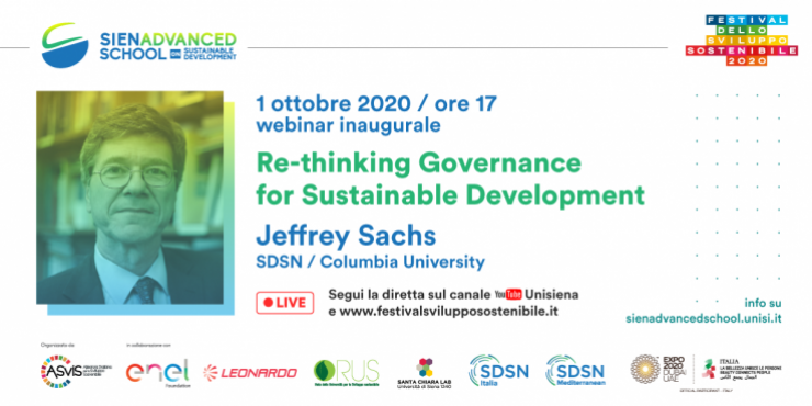 Alle 17.00 Jeffrey Sachs apre la Siena Advanced School on Sustainable Development