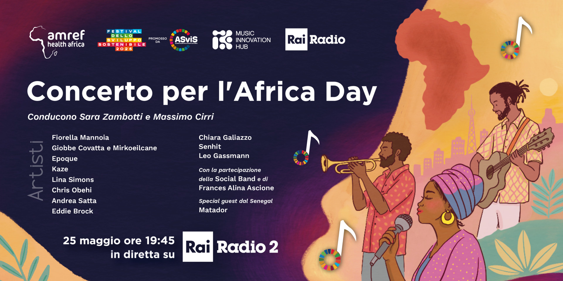 IL 25 MAGGIO ALLE 19:45 segui il Concerto per l'Africa Day
